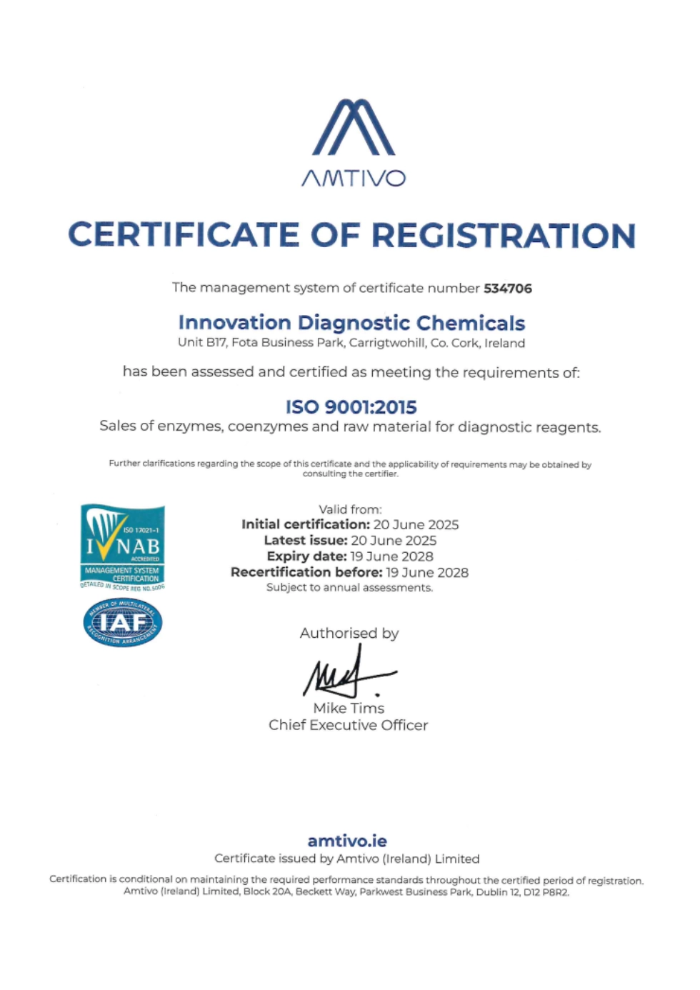 Certificate 534706